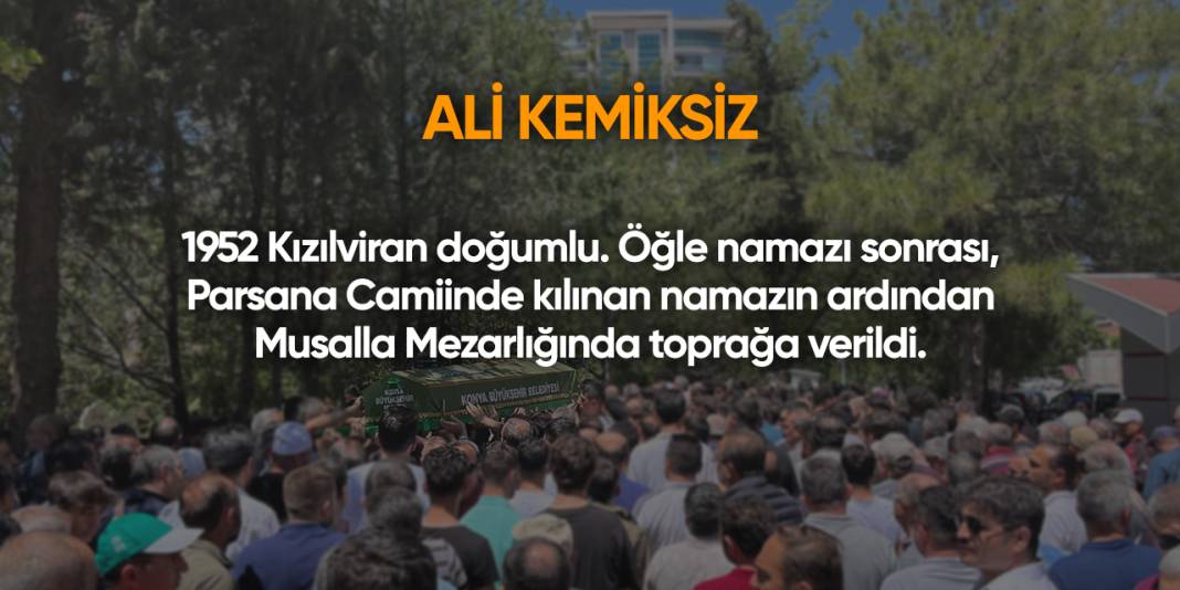 Konya'da bugün vefat edenler | 16 Nisan 2025 9